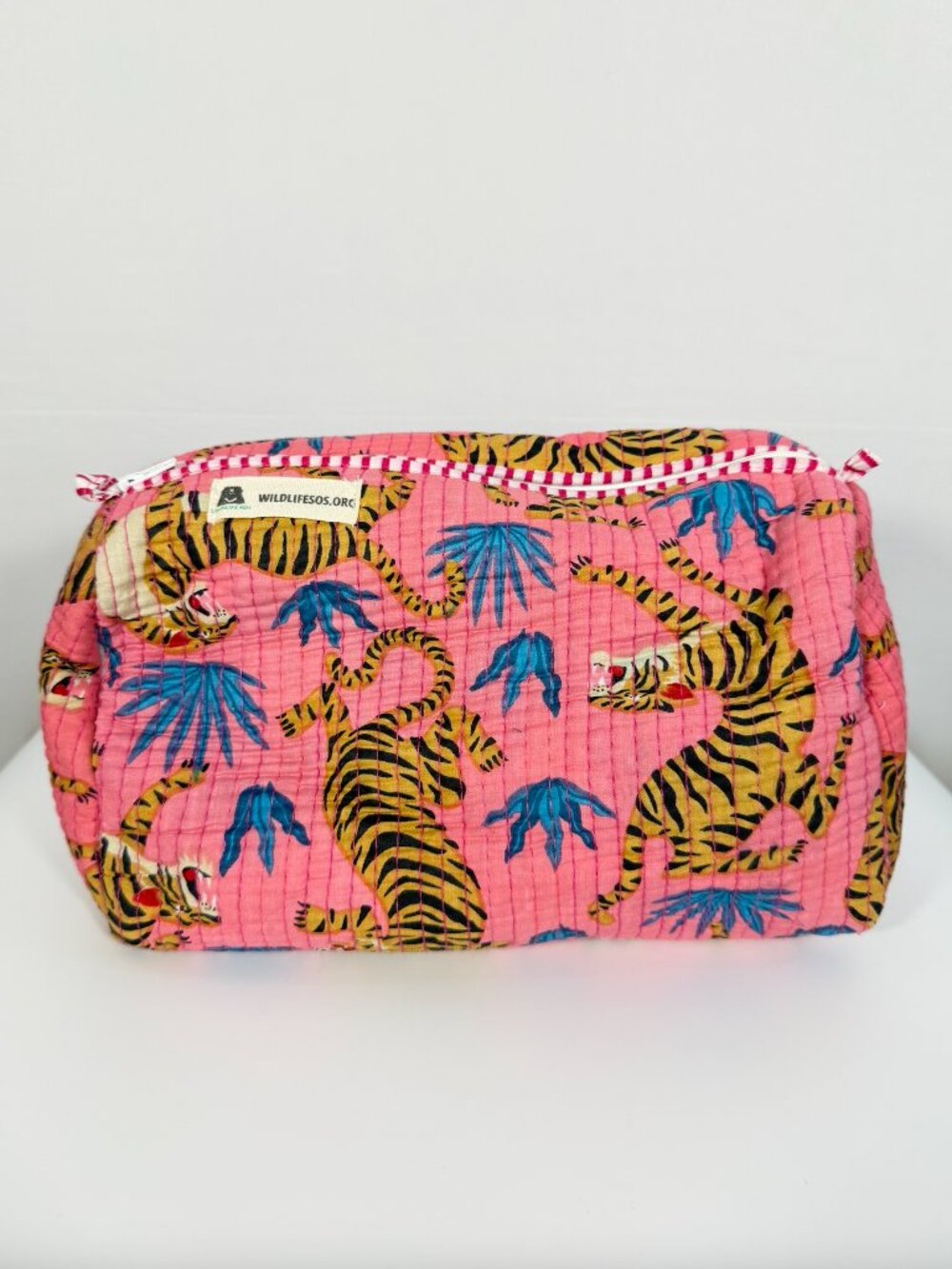 Wildlife SOS Pink Tiger Cosmetic Makeup Bag Zipper Pouch Animal Print NWOT